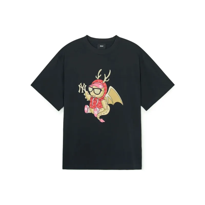 MLB Year Of The Dragon Limited Series SS24 Drop Shoulder Sleeve T Shirt Unisex Black-0