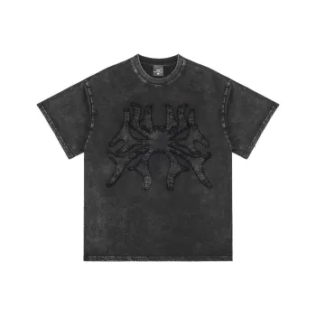 PILOTDRAGON American Short Sleeved T Shirts Unisex Washed Gray