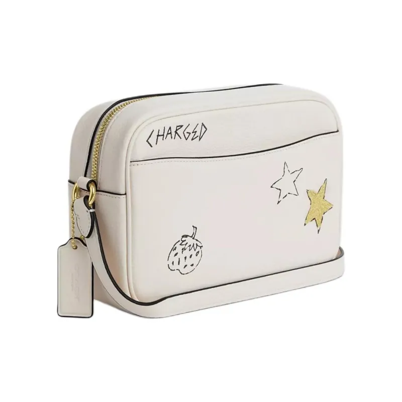 COACH Jamie Pebble Leather Camera Bag, Shoulder Bag Trumpets Women's Chalk White-1