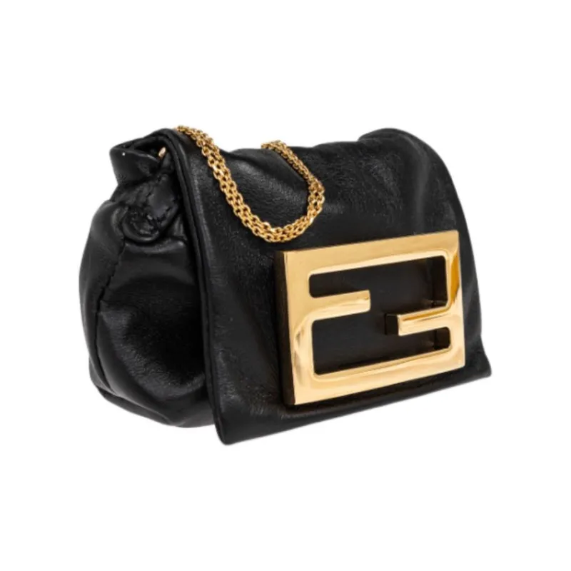 FENDI Lambskin Shoulder Bag Mini Women's Black-1