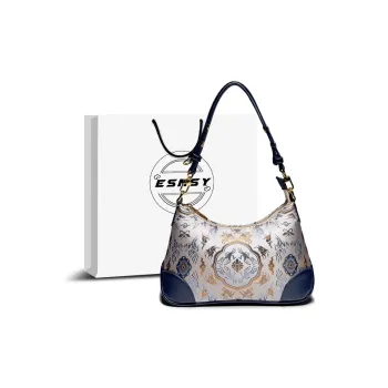 ESNSY Silk Blend Fabric Shoulder Bag Regular Women's Light Gold