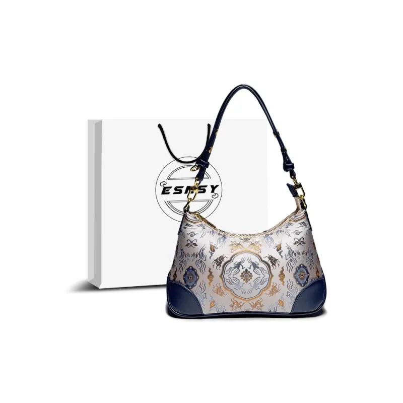 ESNSY Silk Blend Fabric Shoulder Bag Regular Women's Light Gold-0