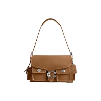 COACH TabbyCargo Natural Grain Leather Shoulder Bag Medium Size Women's Brown