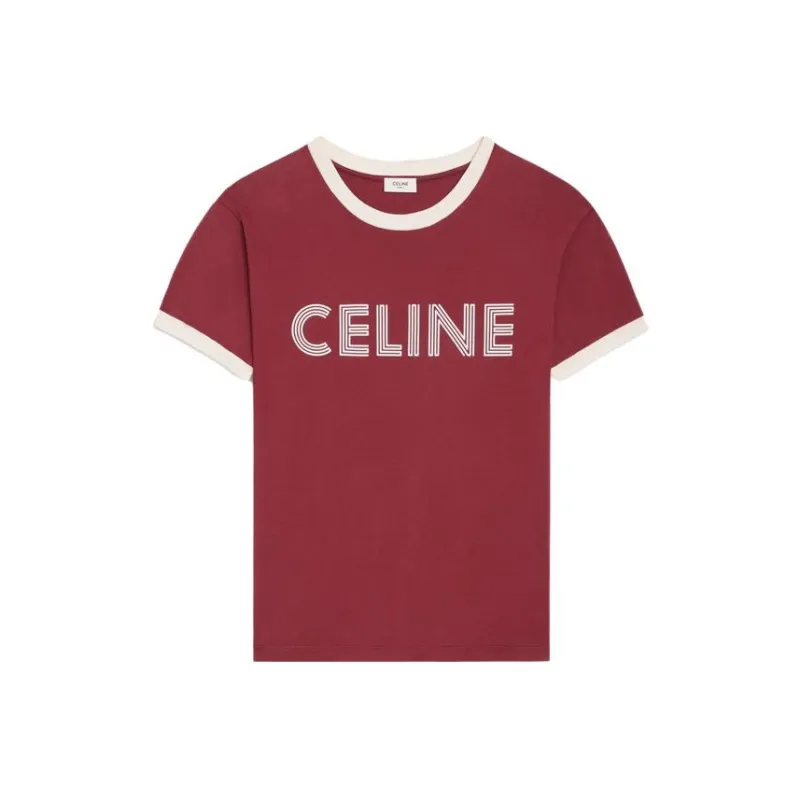 CELINE T Shirts Men Grape Red-0