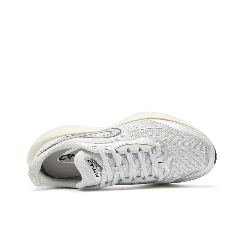 QIAODAN Strong Wind 3TR Running Shoes Women's Low Top Gray Silver Old Porcelain White-2