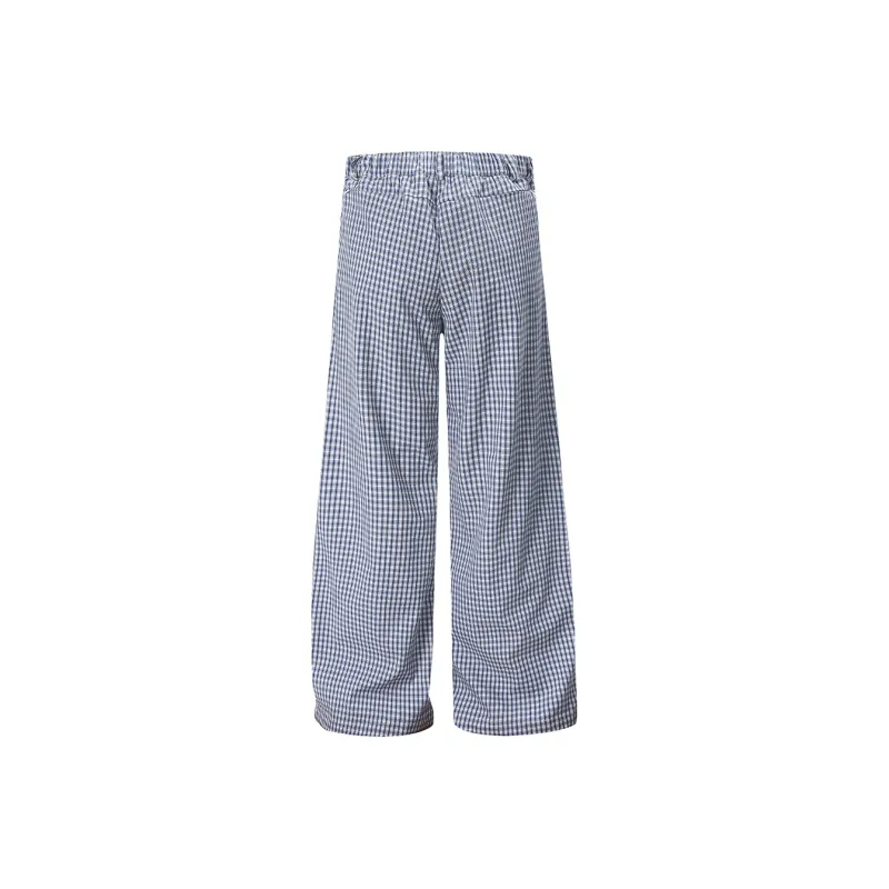 GBXM Casual Pants Unisex Blue Plaid Color-1