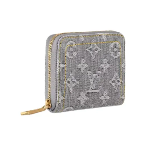 LOUIS VUITTON Zippy Denim Coin Purse Women's Dark Gray