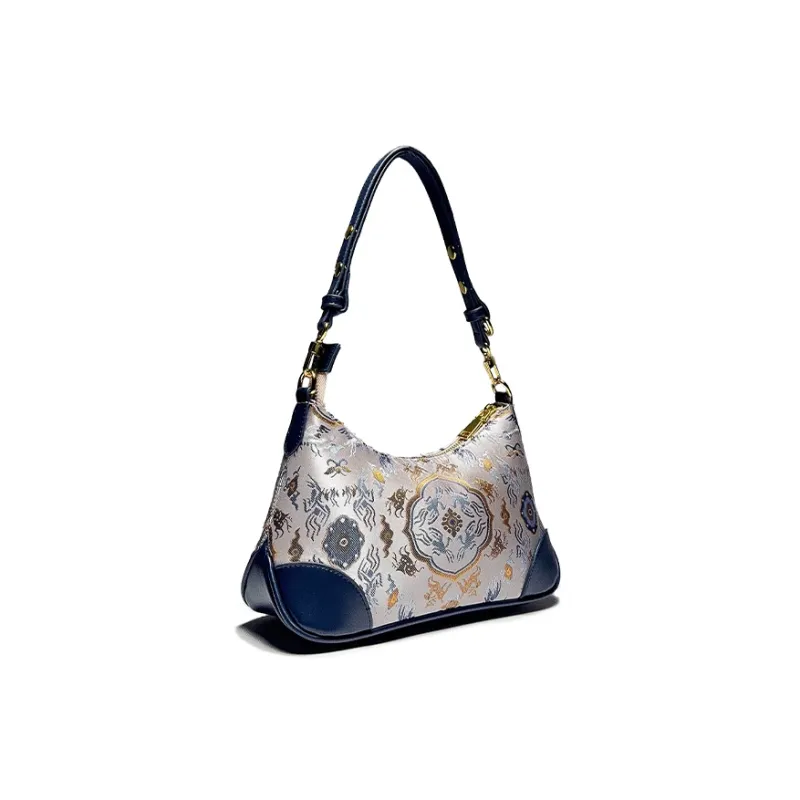 ESNSY Silk Blend Fabric Shoulder Bag Regular Women's Light Gold-2