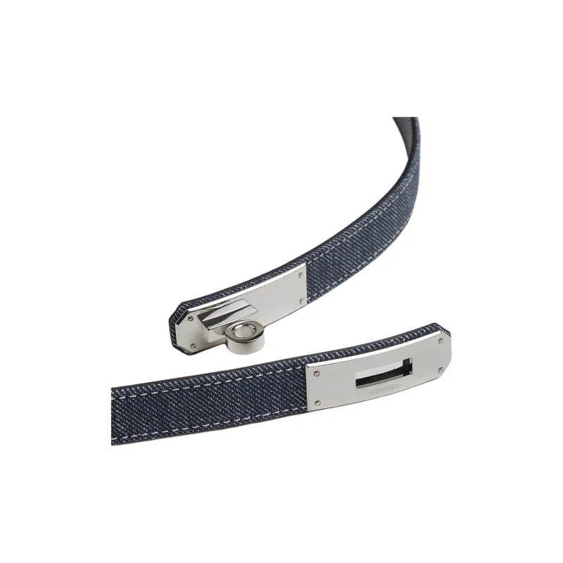 HERMES Jeans/Epson Belt Women's Blue Width 1.8CM-1