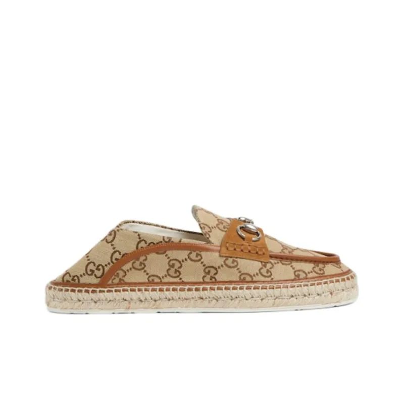 GUCCI Horsebit Espadrilles Women's Beige Brown-2