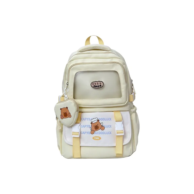 Deli Bear Polyester Backpack Unisex Pink/White/Yellow/Khaki/Black-10