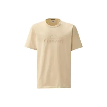 C.P.Company 30/2 Mercerized Jersey Twisted Logo T shirt T Shirt Men's Beige