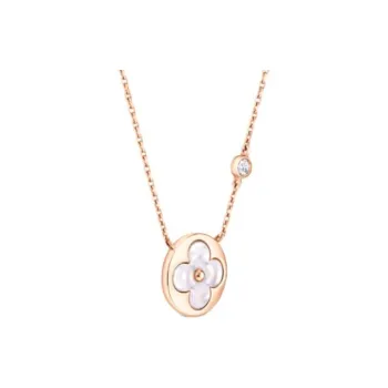 LOUIS VUITTON 18K Rose Gold, Mother Of Pearl, Diamond, Gemstone Necklaces Unisex White