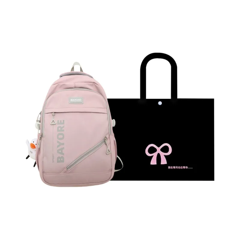 HACIN Nylon Backpack Unisex White/Black/Blue/Pink-4