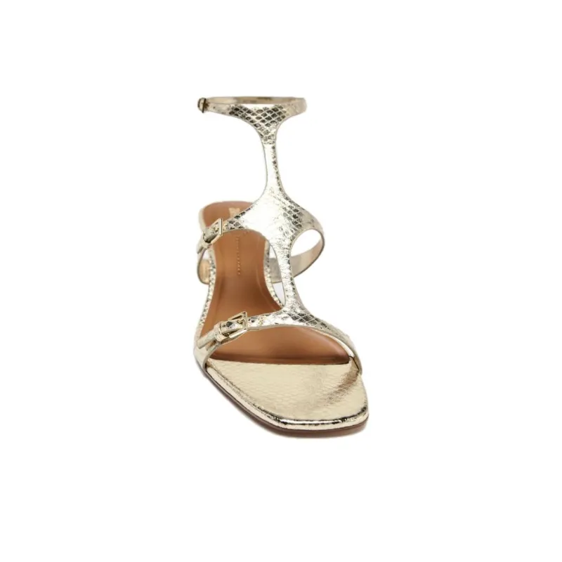 ZARA One Strap Sandals 4cm Women's Gold-2