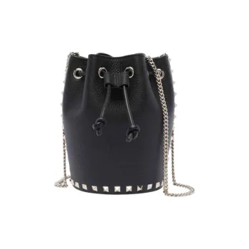 Valentino Cow Leather Bucket Bag, Shoulder Bag Mini Women's Black