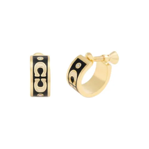 COACH Brass Plated Earrings Women's Black