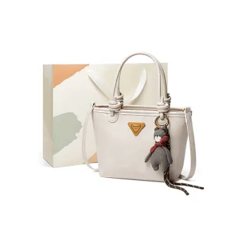 15 MINS Synthetic Leather Basket Bag Handbag Shoulder Bag Crossbody Bag Medium Size Women's Ecru/Coffee/Black