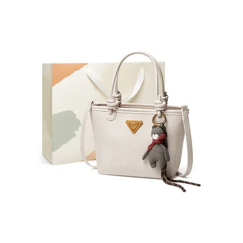 15 MINS Synthetic Leather Basket Bag Handbag Shoulder Bag Crossbody Bag Medium Size Women's Ecru/Coffee/Black