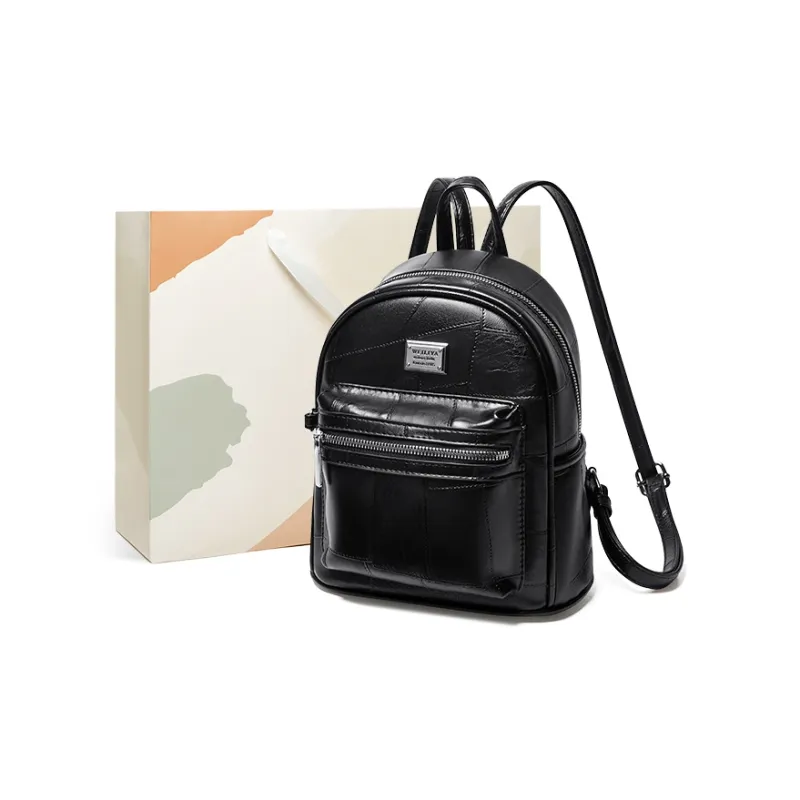 15 MINS Synthetic Leather Laptop Bag Backpack Medium Size Women's Silver/Brown/Black-8