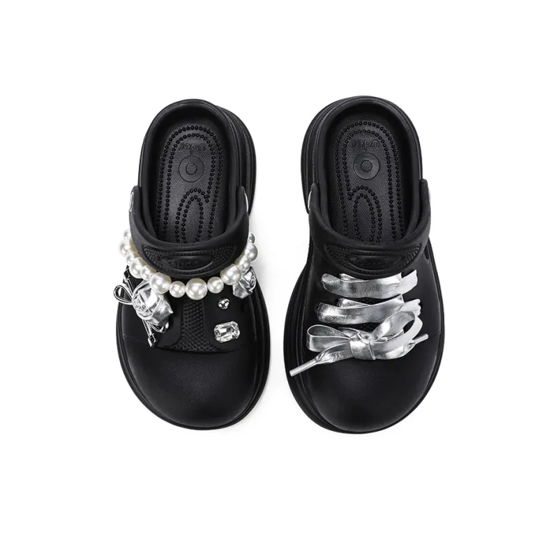 Ouder Sand Open Ended Smiley Collection, Heart Holes All Summer, Blackberry Ice Cream Clogs Women's Black-4