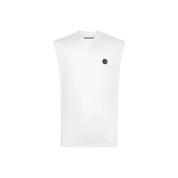 PHILIPP PLEIN Logo appliqué Cotton Tank Top