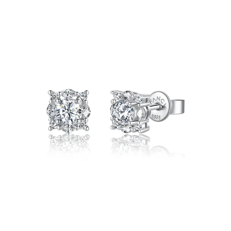 FANCI S925 Silver Stud Earrings Women's-0