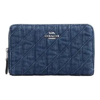 COACH Id Zip Wallet Denim Wallet Medium Size Women's Indigo