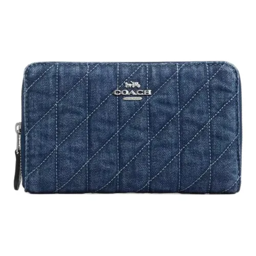 COACH Id Zip Wallet Denim Wallet Medium Size Women's Indigo