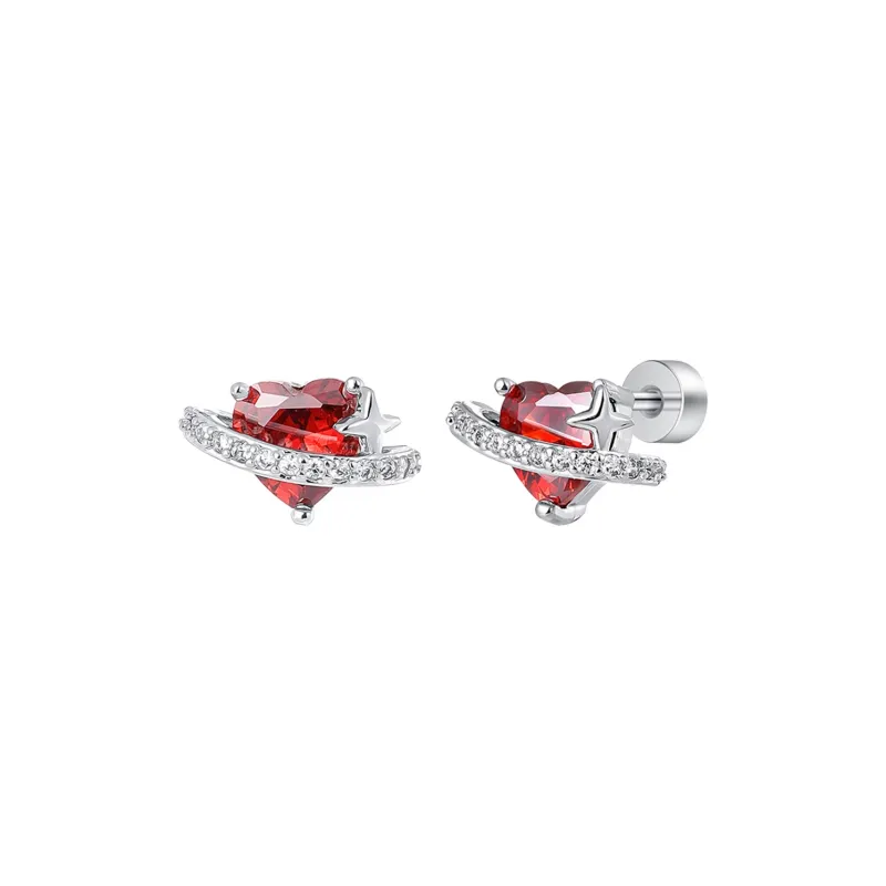 MISS XIA JWY Titanium Steel Zircon Stud Earrings Unisex-10