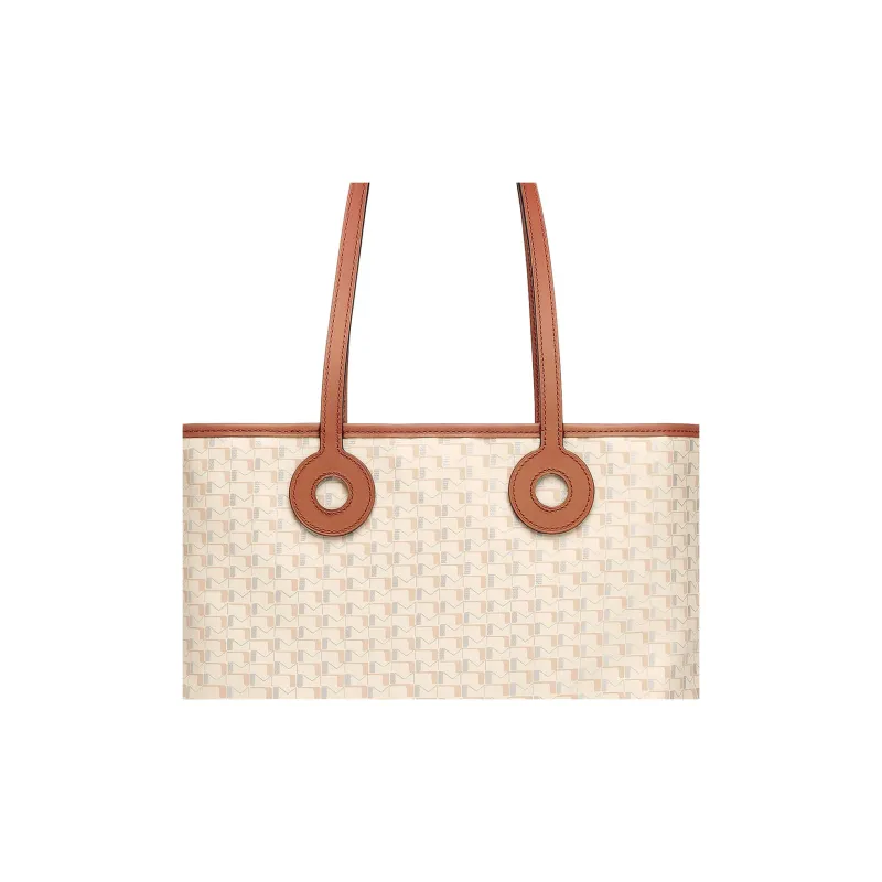 Moynat Toile1920 Canvas With Leather Tote Bag Shopping Bag Handbag Medium Size Women's Brown/Beige-4
