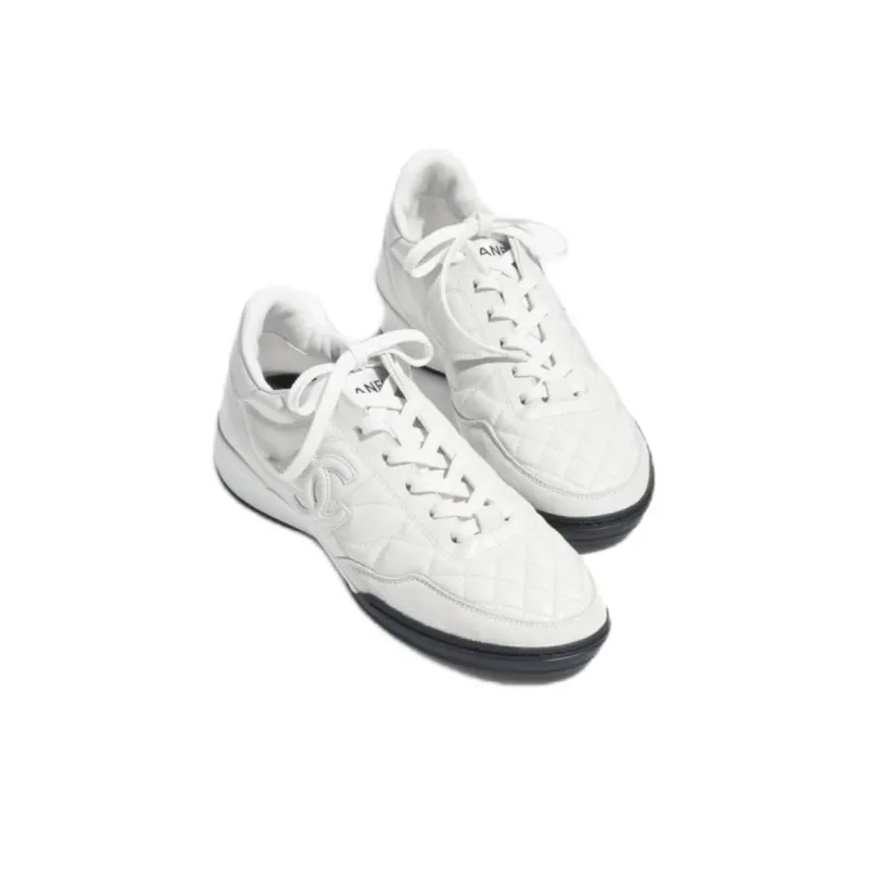 CHANEL 25S German Army Trainers Low Top Casual Shoes Women's White-2