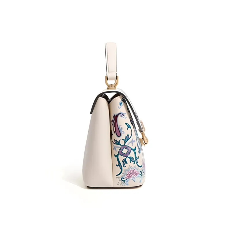 Forever Lucky Cow Leather One Shoulder Handbags Women's Moon White Amber-3