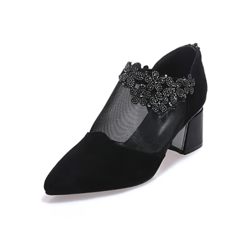 Devanro Chunky Heel High Heels 5.0cm Women's Black-0