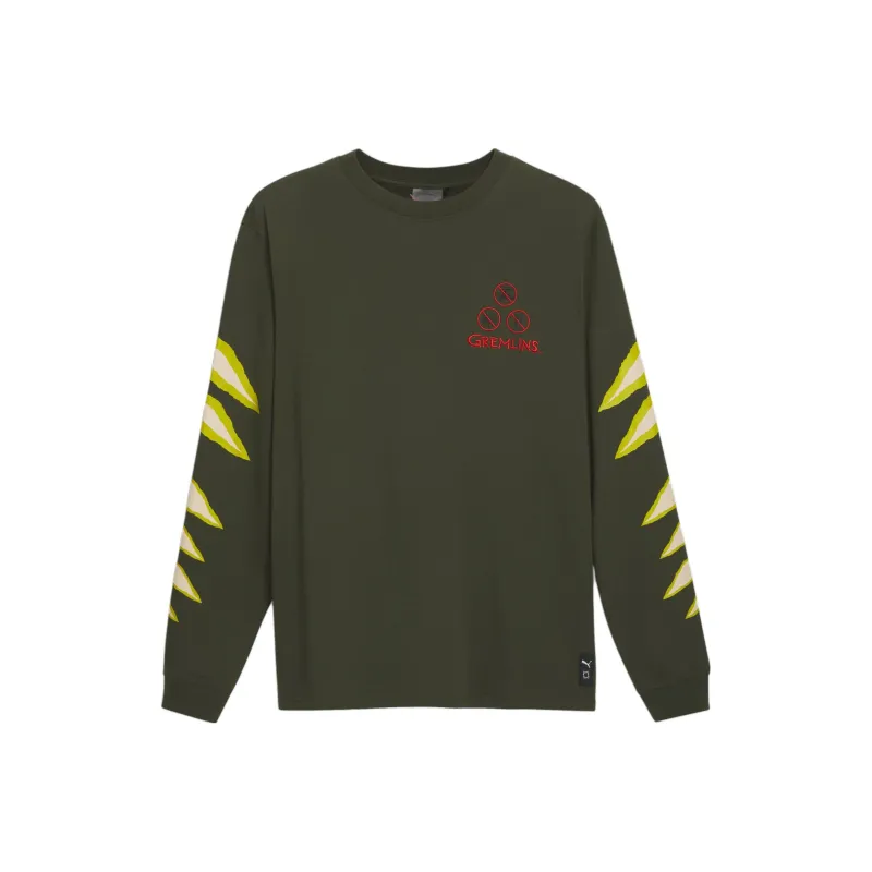 PUMA T-shirt À Manches Longues HOOPS X GREMLINS T-Shirt Men's Peach Gold Green-0