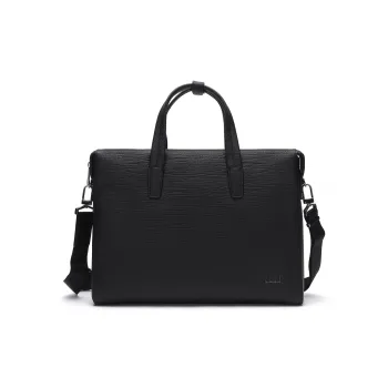 ELLE HOMME Cow Leather Briefcase Regular Men's Black
