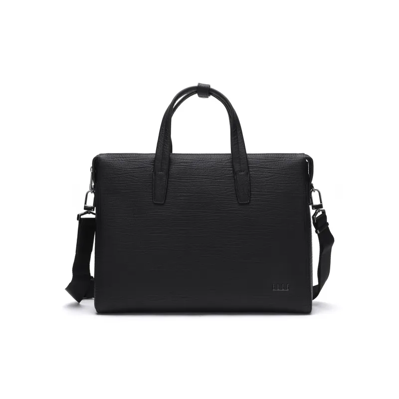 ELLE HOMME Cow Leather Briefcase Regular Men's Black-0