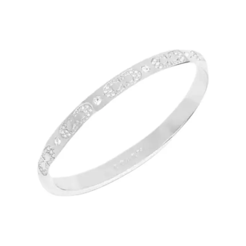 COACH Brass Plated, Glass, Cubic Zircon Bangles Women's Silver-1