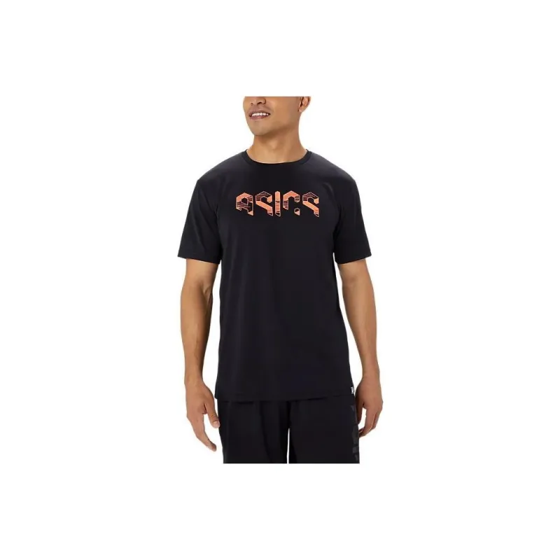 Asics Hex Graphic Dry Short Sleeve Shirt T-Shirt Unisex Performance Black/Glitter Coral-0