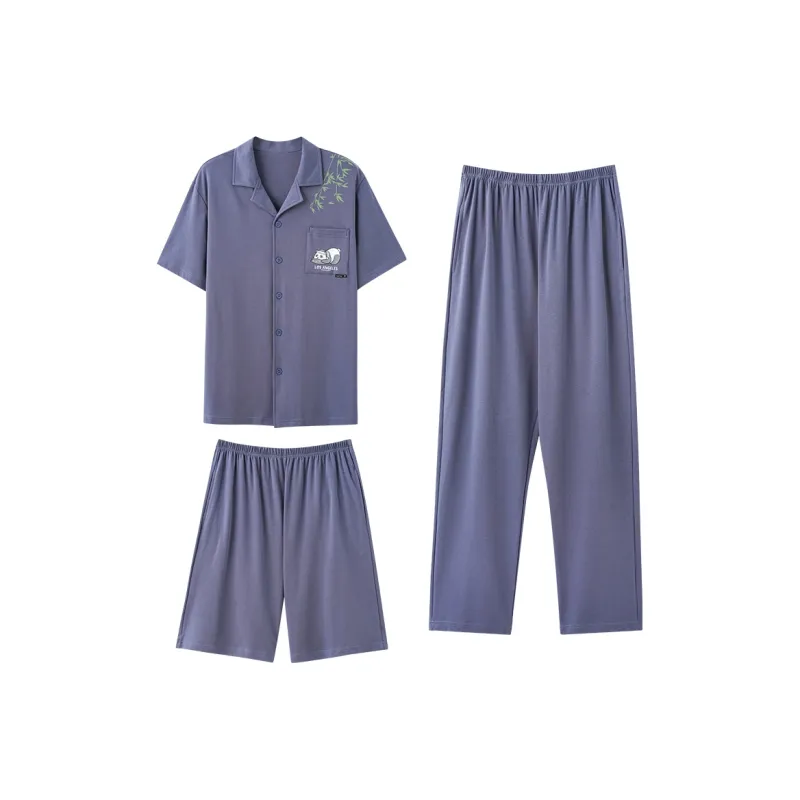 XIAFENYAN Pajama Set Men's Purple Blue-0