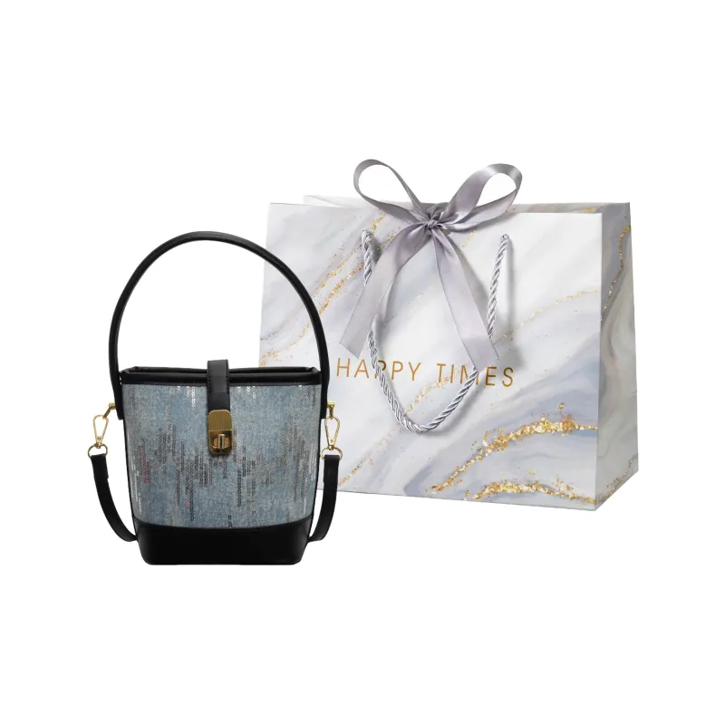 Miss Angel Fabric Handbag Crossbody Bag Women's Silver Black Brown-4