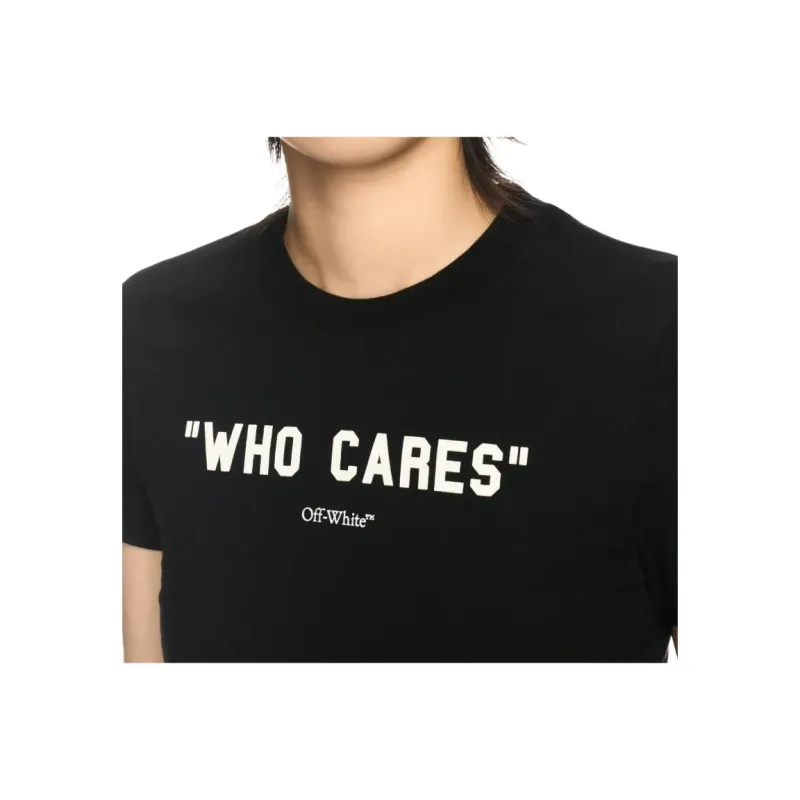 OFF WHITE Slogan Printed Cropped T Shirt-4