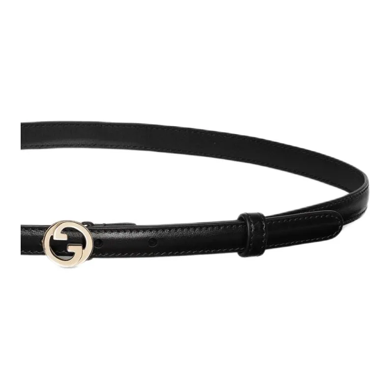 GUCCI Leather Belts Women's Black Width 1.5CM-1