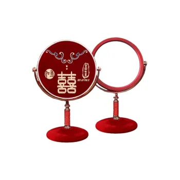 XIBI Wedding Bridal Embroidery Makeup Mirror Box Red Bride Trunk Wedding Grooming Accessories