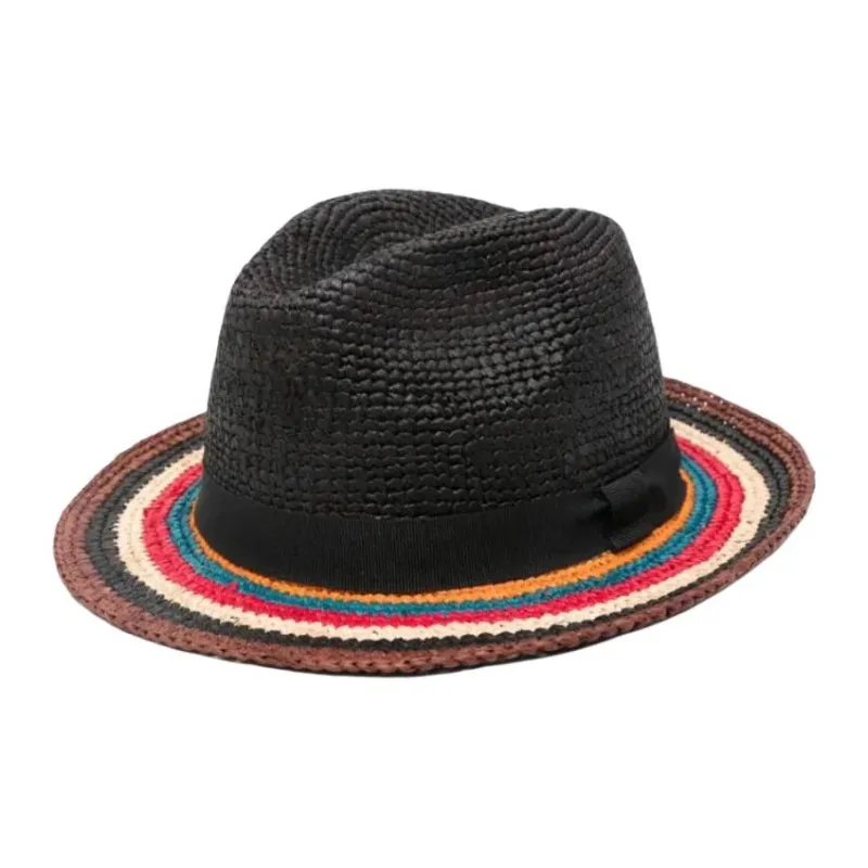 Paul Smith 'Signature Stripe' Straw Trilby Hat-0
