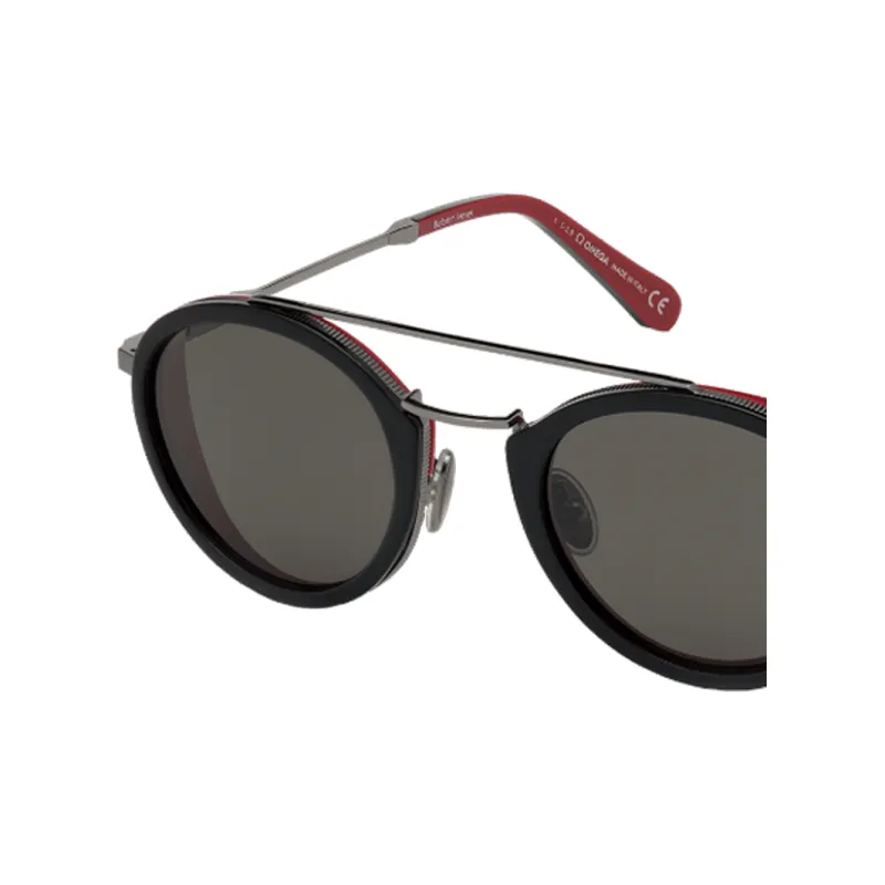 OMEGA Metal Acetate Aviator Sunglasses Unisex Black-3