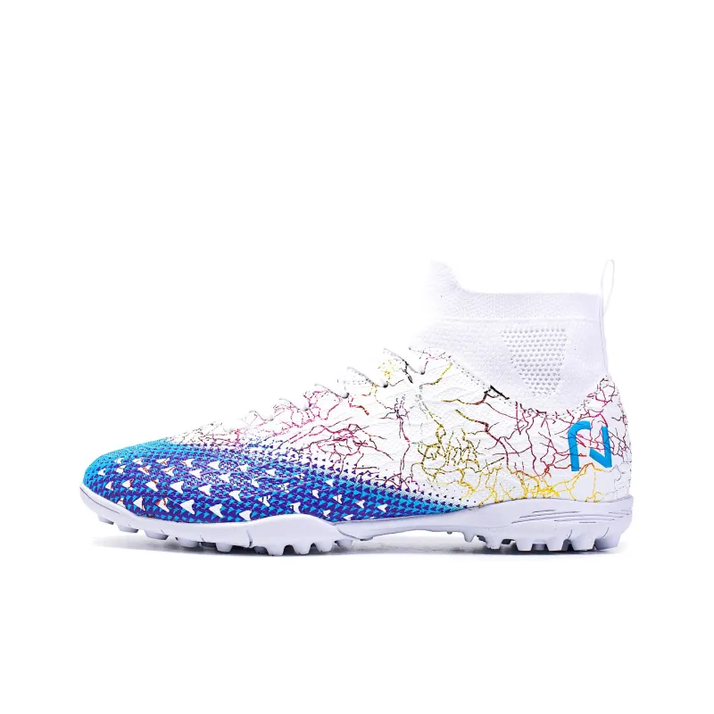 QIUTEXIONG Soccer Shoes Unisex High Top White/Black-8