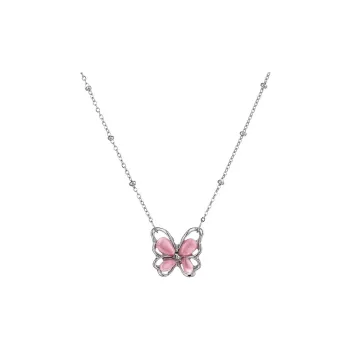 Di Su Xing 925 Sterling Silver Glass Cat Eye Necklaces Women's