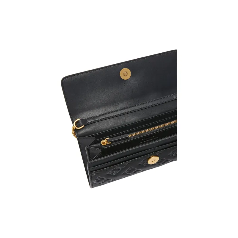 PINKO Leather Shoulder Bag, Crossbody Bag, Wallet Women's Black-3