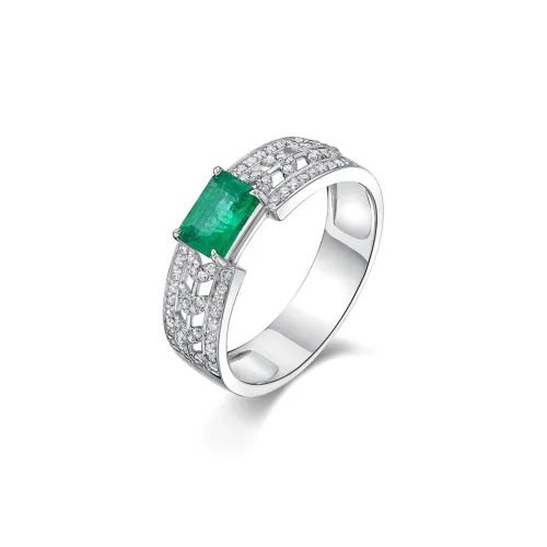 Luxury Beads Emerald Diamond Rings Women's